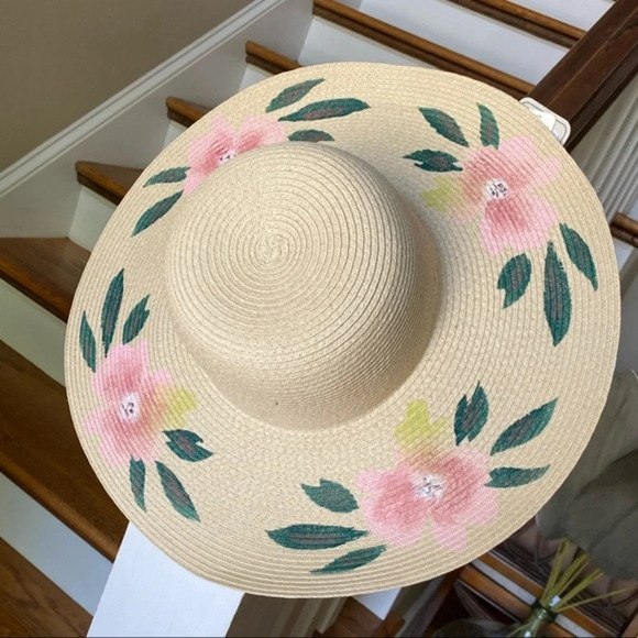 Anthropologie San Diego Floral Floppy Straw Hat - Picture 4 of 5